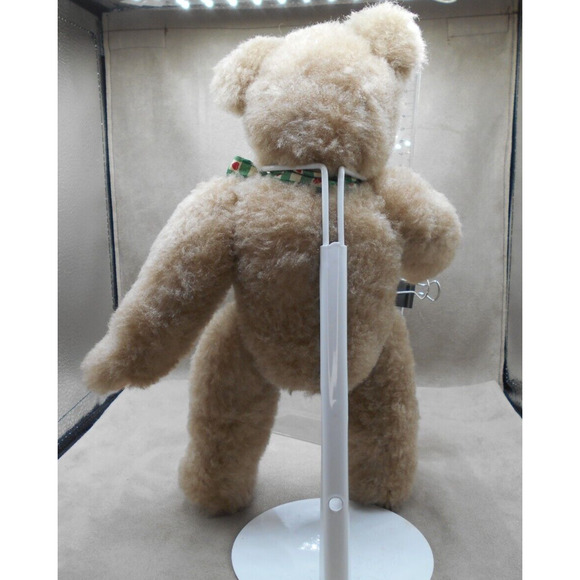 Classic Jointed Teddy Bear Beige Green Plaid Bow 12" Tall Unbranded - Picture 4 of 7